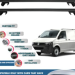 Roof Rack Cross Bars Compatible with Volkswagen T5 Transporter Cargo 2003-2015, Fits Raised Roof Rails with Gap to Car Roof, Ideal Rail Carrier for Roof Tents, 4-Piece Black