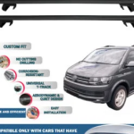 Roof Rack Cross Bars Compatible with Volkswagen T6 Transporter 2015-2023, Fits Raised Roof Rails with Gap to Car Roof, Ideal Rail Carrier for Roof Tents, 4-Piece Black