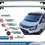 Roof Rack Cross Bars Compatible with Ford Transit Tourneo/Custom 2013-2019, Fits Raised Roof Rails with Gap to Car Roof, Ideal Rail Carrier for Roof Tents, 4-Piece Silver