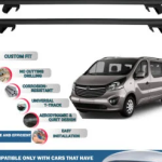 Roof Rack Cross Bars Compatible with Opel Vivaro 2014-2019, Fits Raised Roof Rails with Gap to Car Roof, Ideal Rail Carrier for Roof Tents, 4-Piece Black