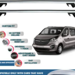Roof Rack Cross Bars Compatible with Opel Vivaro 2014-2019, Fits Raised Roof Rails with Gap to Car Roof, Ideal Rail Carrier for Roof Tents, 4-Piece Silver