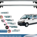 Roof Rack Cross Bars Compatible with Renault Trafic 2001-2014, Fits Raised Roof Rails with Gap to Car Roof, Ideal Rail Carrier for Roof Tents, 4-Piece Silver